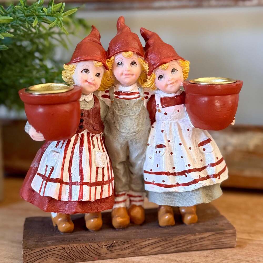 SIA Collection Nordic Children Candleholder | Vintage Scandinavian Folk Art